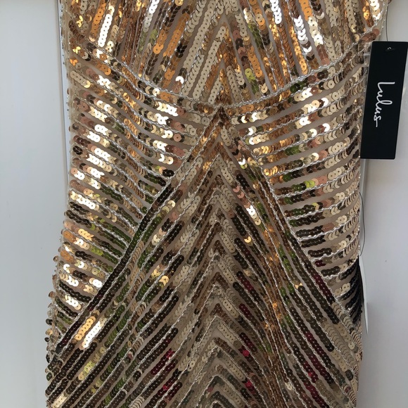 NWT Lulu’s Gold Sequin Bodycon Dress - Small - Picture 5 of 12